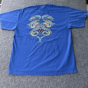Vintage Guardians of Paradise Blue T-shirt Flame Twin Dragons ODM Tag Size XL